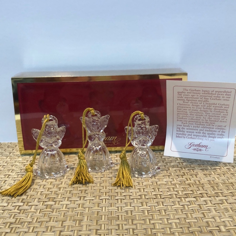 Gorham Led Crystal Set Of Three Angel Ornaments Made In Germany